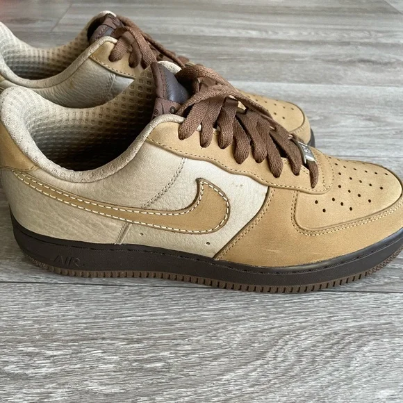 Mens Air Nike Air Force 1 Low Tweed Light Bone Baroque Brown - Picture 1 of 8